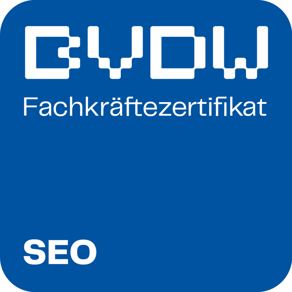 Zertifikat für Mark Obermann als geprüfte SEO-Fachkraft.